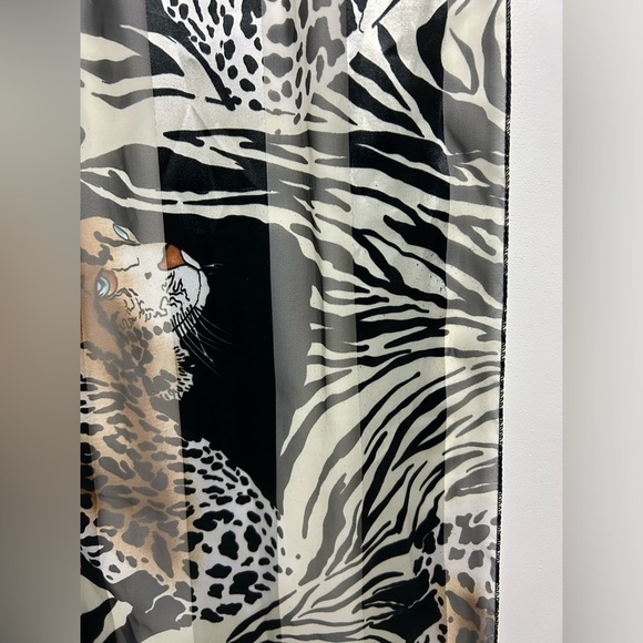 Vintage Y2K 90s Boho Leopard Print Graphic Silk blend Satin unbranded Scarf - Picture 12 of 13